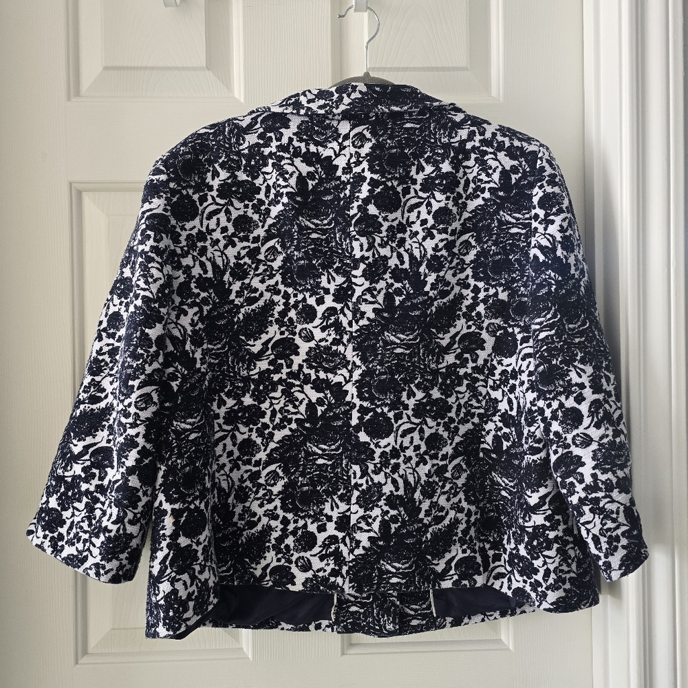 Talbots navy blue and white floral blazer women size 16W - Picture 10 of 15